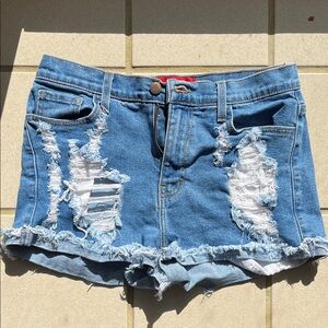 Trendy Distressed Blue Jean Shorts